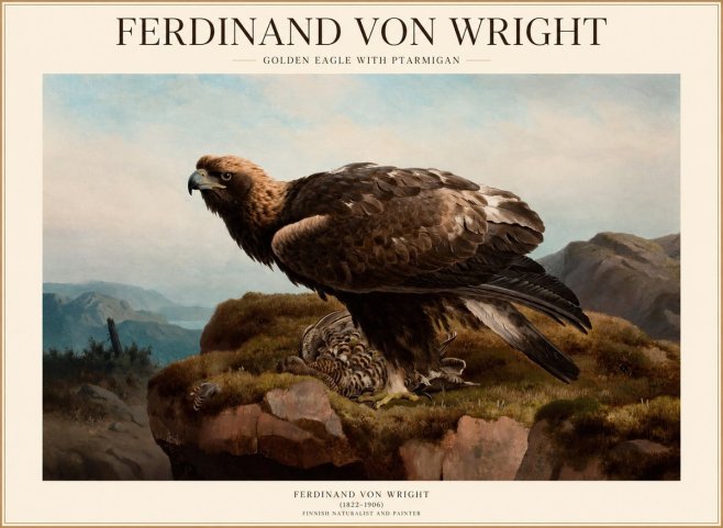 Ferdinand von Wright Golden Eagle with Ptarmigan No1 - Póster