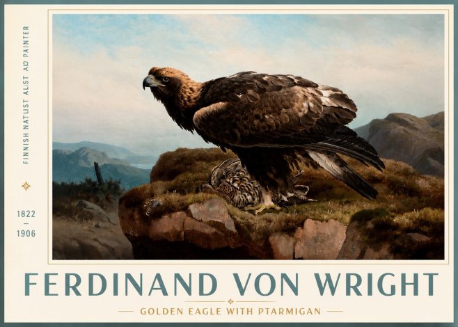 Ferdinand von Wright Golden Eagle with Ptarmigan No3 - Póster