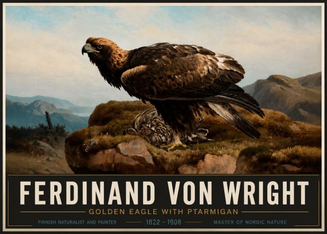 Ferdinand von Wright Golden Eagle with Ptarmigan No4 - Póster