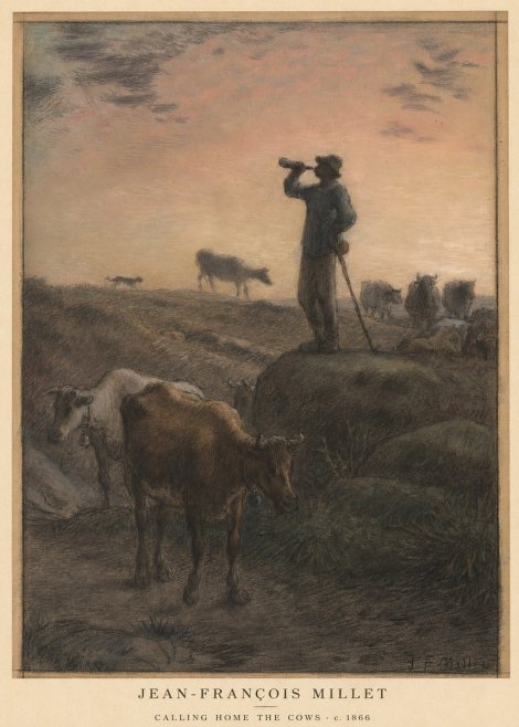 Jean-François Millet Calling Home the Cows No5 - Póster