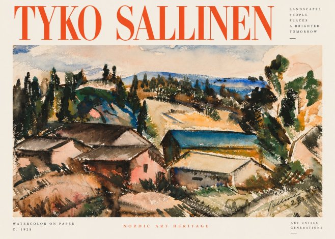 Tyko Sallinen Hillside Houses No3 - Póster