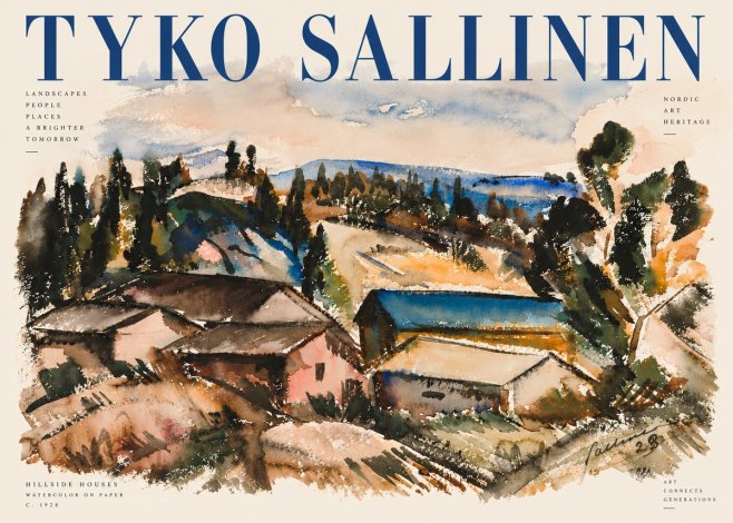 Tyko Sallinen Hillside Houses No5 - Póster