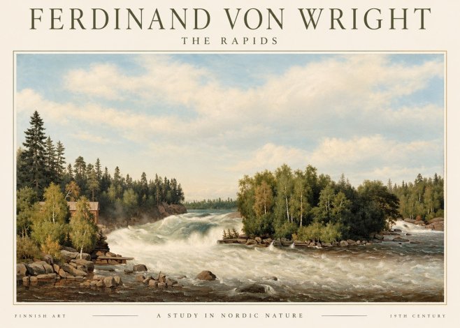 Ferdinand von Wright Rapids in a Finnish River No3 - Póster