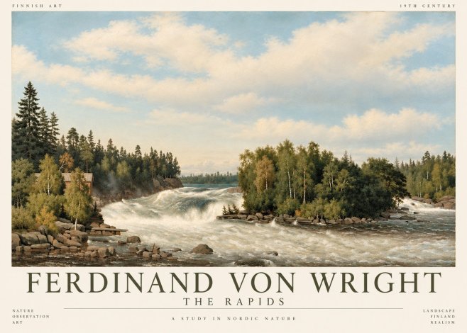 Ferdinand von Wright Rapids in a Finnish River No6 - Póster