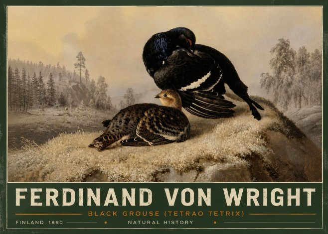 Ferdinand von Wright Black Grouse (Tetrao Tetrix) No5 - Póster