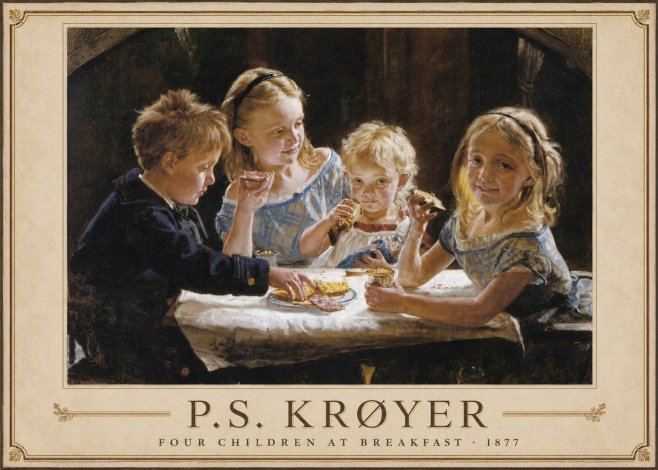 P.S. Krøyer Four Children at Breakfast No1 - Póster
