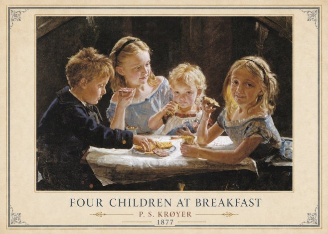 P.S. Krøyer Four Children at Breakfast No3 - Póster