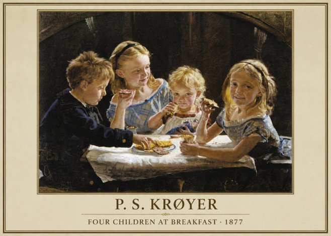 P.S. Krøyer Four Children at Breakfast No4 - Póster