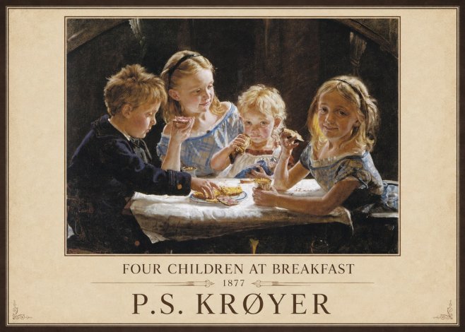 P.S. Krøyer Four Children at Breakfast No5 - Póster