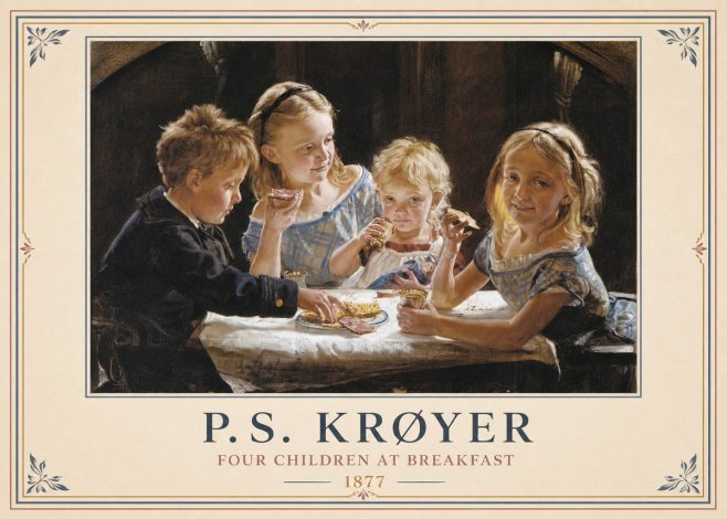 P.S. Krøyer Four Children at Breakfast No6 - Póster