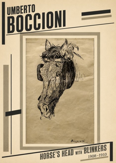 Umberto Boccioni Horse's Head with Blinkers No2 - Póster