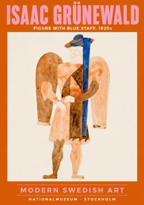 Isaac Grünewald Figure with Blue Staff No2 - Póster
