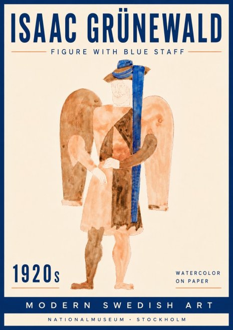 Isaac Grünewald Figure with Blue Staff No5 - Póster