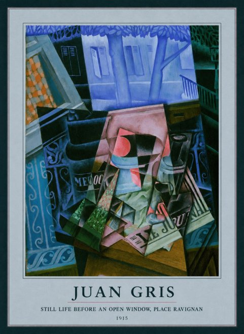 Juan Gris Still Life Before an Open Window, Place Ravignan No3 - Póster