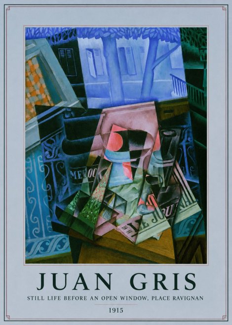 Juan Gris Still Life Before an Open Window, Place Ravignan No5 - Póster