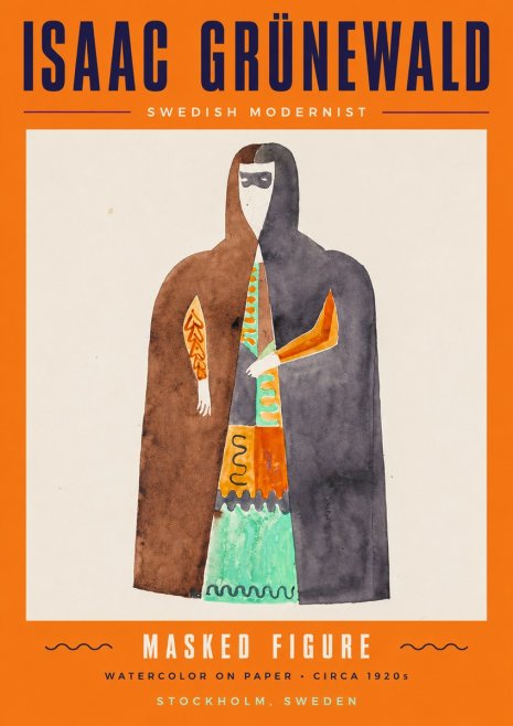 Isaac Grünewald Masked Figure No2 - Póster