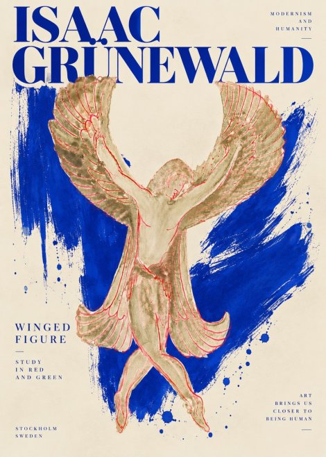 Isaac Grünewald Winged Figure Study in Red and Green No6 - Póster