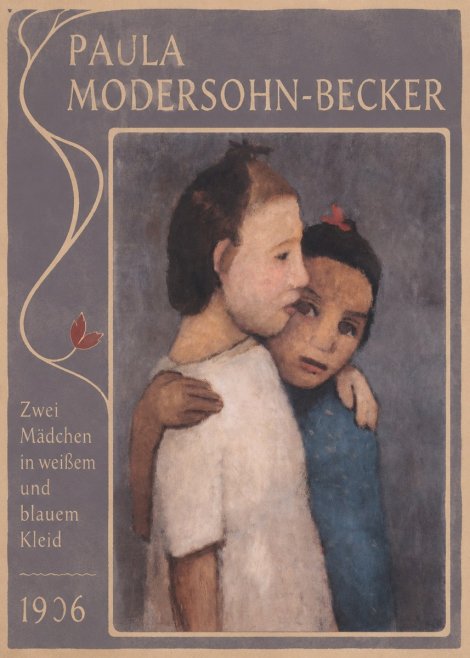 Paula Modersohn-Becker Zwei Mädchen in Weißem Und Blauem Kleid No3 - Póster