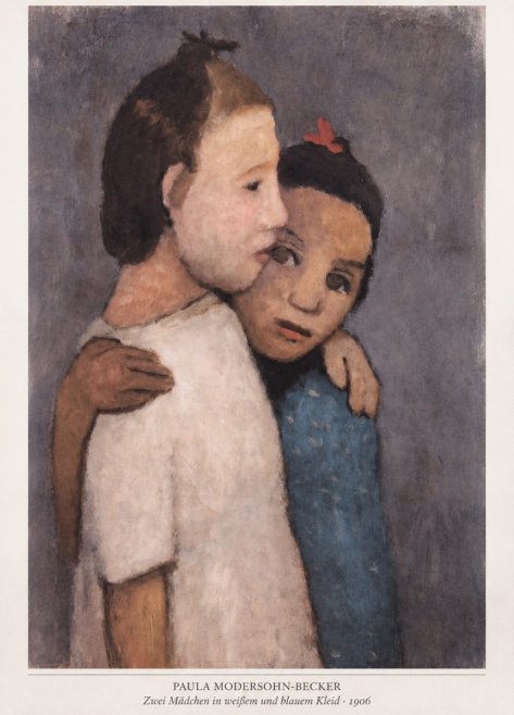 Paula Modersohn-Becker Zwei Mädchen in Weißem Und Blauem Kleid No6 - Póster