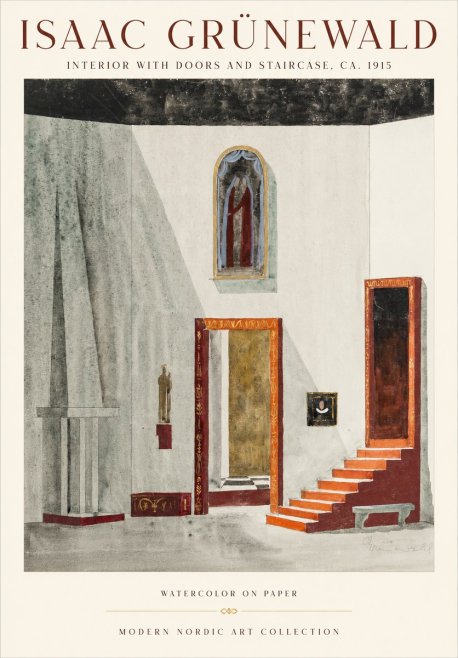 Isaac Grünewald Interior with Doors and Staircase, Ca. 1915 No1 - Póster
