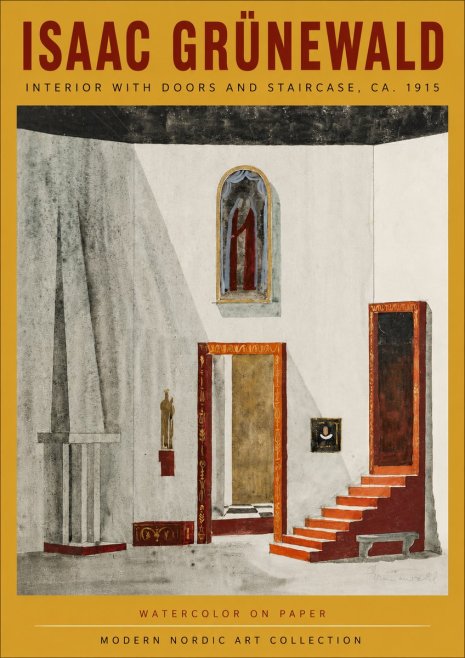 Isaac Grünewald Interior with Doors and Staircase, Ca. 1915 No4 - Póster