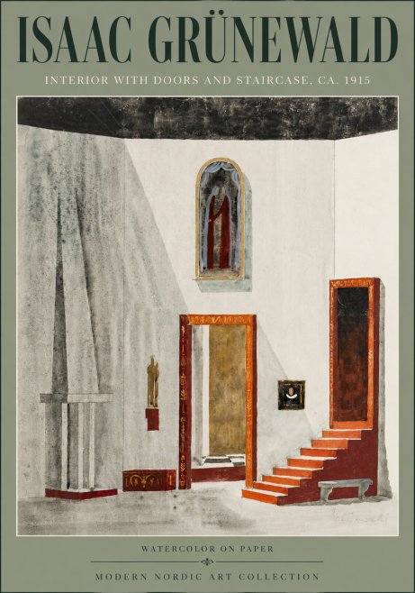 Isaac Grünewald Interior with Doors and Staircase, Ca. 1915 No6 - Póster
