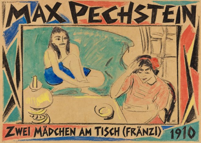 Max Pechstein Zwei Mädchen Am Tisch (Fränzi) No1 - Póster