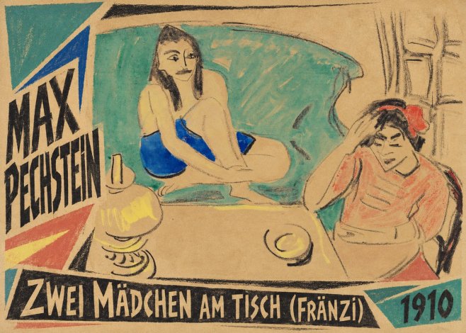 Max Pechstein Zwei Mädchen Am Tisch (Fränzi) No3 - Póster