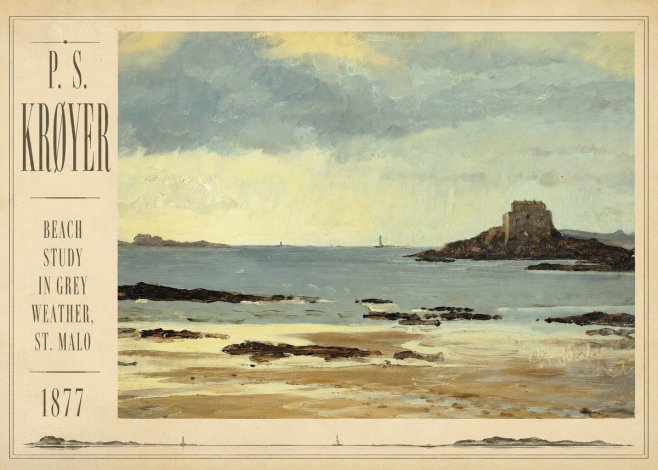 P.S. Krøyer Beach Study in Grey Weather, St. Malo No2 - Póster
