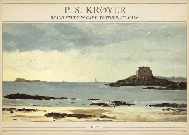 P.S. Krøyer Beach Study in Grey Weather, St. Malo No3 - Póster