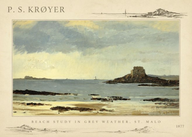 P.S. Krøyer Beach Study in Grey Weather, St. Malo No4 - Póster