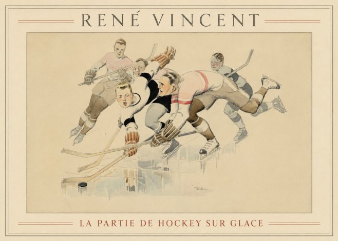 René Vincent La Partie De Hockey Sur Glace No1 - Póster