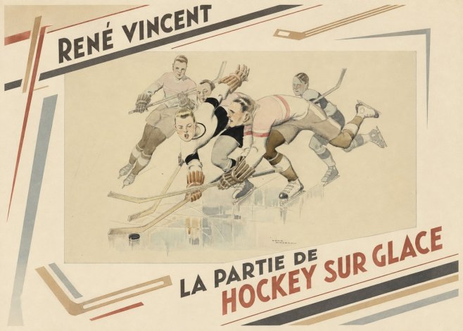 René Vincent La Partie De Hockey Sur Glace No2 - Póster