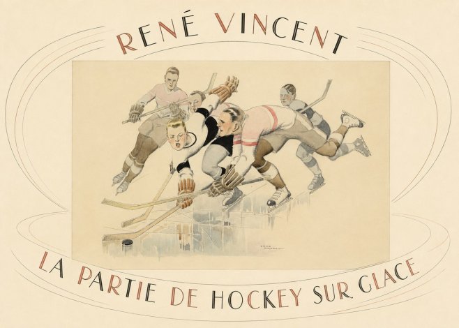 René Vincent La Partie De Hockey Sur Glace No4 - Póster