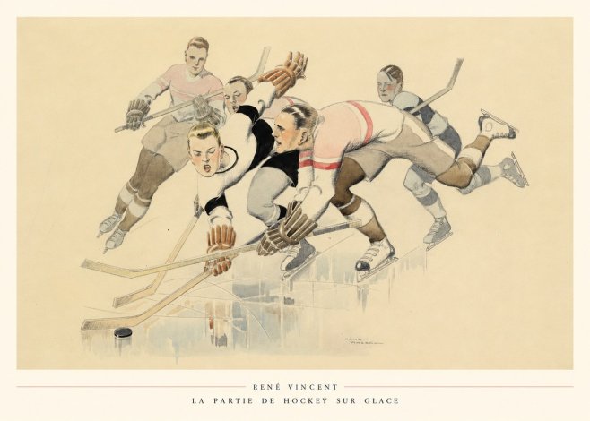 René Vincent La Partie De Hockey Sur Glace No6 - Póster