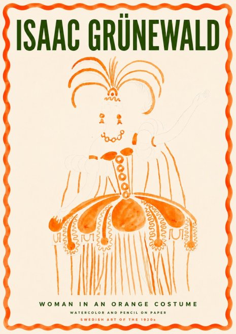 Isaac Grünewald Woman in an Orange Costume No3 - Póster