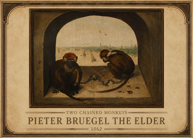 Pieter Bruegel Two Chained Monkeys I No1 - Póster