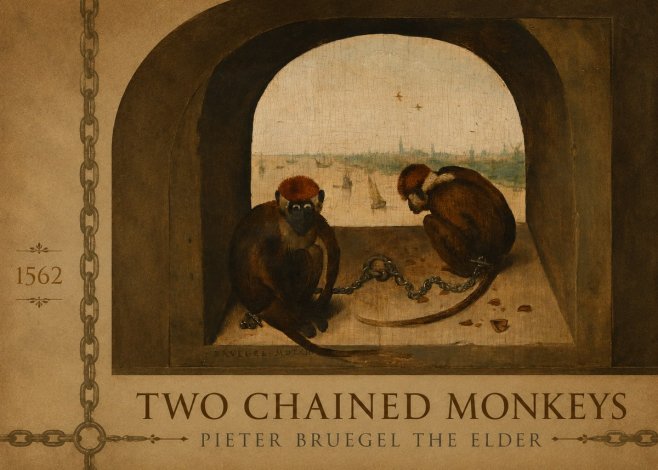 Pieter Bruegel Two Chained Monkeys I No2 - Póster