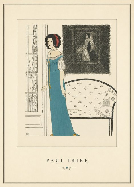 Paul Iribe Elegant Lady in Blue Dress No3 - Póster