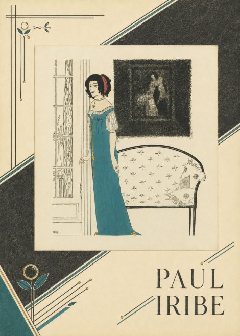 Paul Iribe Elegant Lady in Blue Dress No4 - Póster