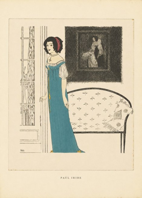 Paul Iribe Elegant Lady in Blue Dress No5 - Póster