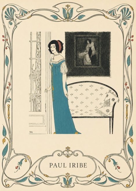 Paul Iribe Elegant Lady in Blue Dress No6 - Póster