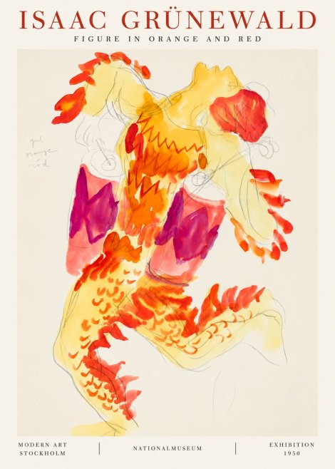 Isaac Grünewald Figure in Orange and Red No1 - Póster