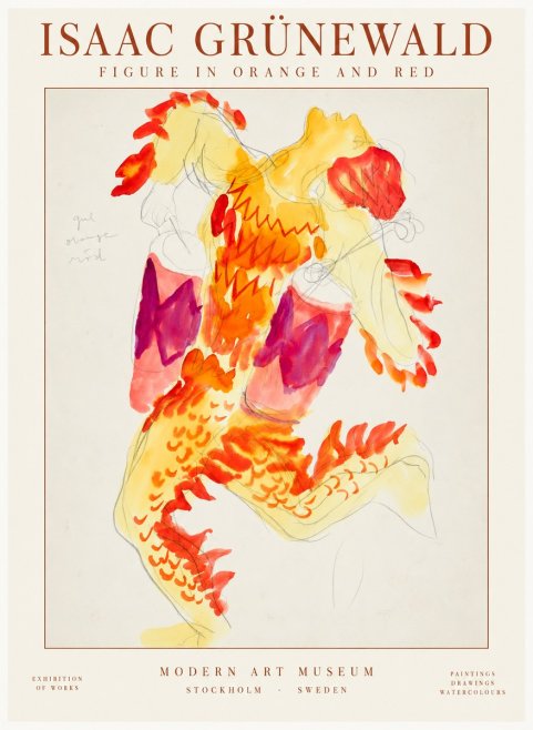 Isaac Grünewald Figure in Orange and Red No2 - Póster