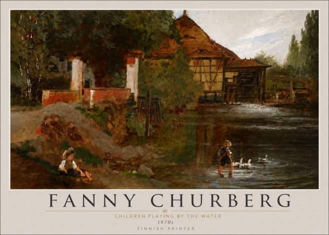 Fanny Churberg Children Playing by the Water No6 - Póster