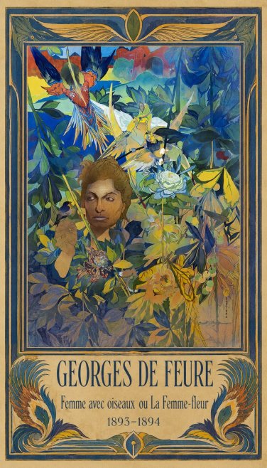 Georges de Feure Femme Avec Oiseaux Ou La Femme-fleur No3 - Póster