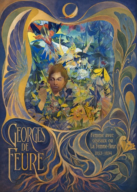 Georges de Feure Femme Avec Oiseaux Ou La Femme-fleur No6 - Póster