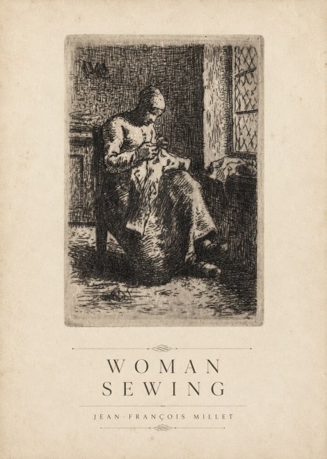 Jean-François Millet Woman Sewing No4 - Póster