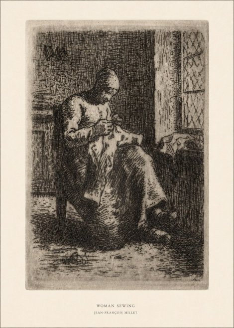 Jean-François Millet Woman Sewing No5 - Póster