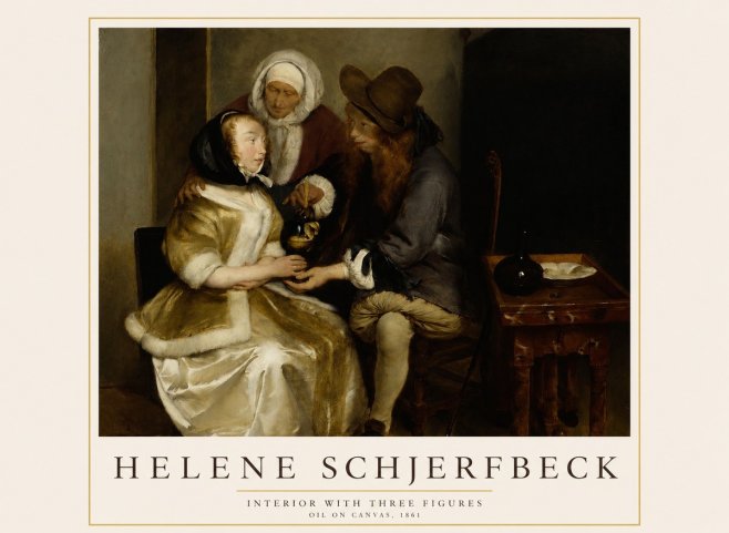 Helene Schjerfbeck Interior with Three Figures No1 - Póster
